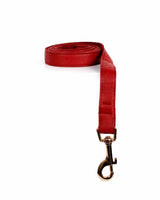 Elegant Burgundy Faux Leather Dog Leash with Gold Buckle – Durable & Stylish