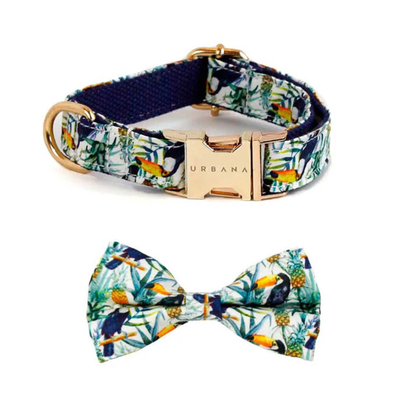 Collar and Bow Tie Set Tropical Jungle