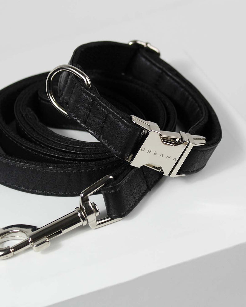 Black Vegan Leather Dog Collar | Urbana Pet Boutique